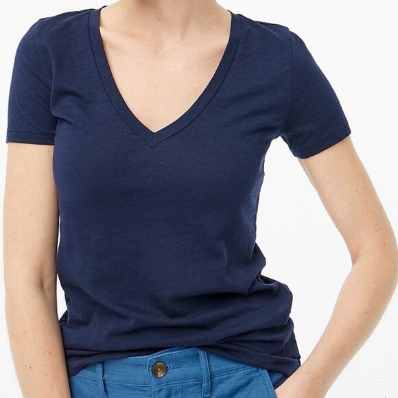 NWT J.Crew Factory Navy Slub Cotton V-Neck Tee – Size XS - Picture 4 of 11